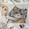 40x30cm Linen Cat Print Table Mat Cute Cat Cartoon Animal Pattern Placemats For Children Kids Kitchen Dining Place Mats Pads