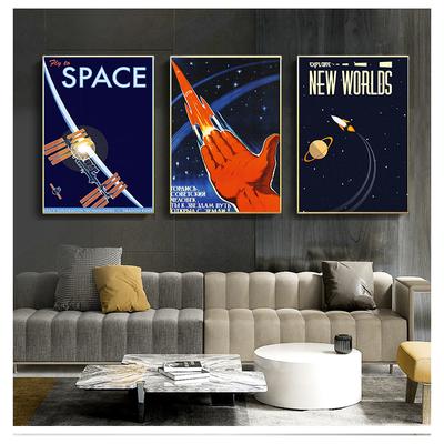 Solid Wood Frame Art Canvas Painting Poster For Home Decor Posters And Prints Unframed Decorative Pictures Space Vintage Soviet Artwork Wall