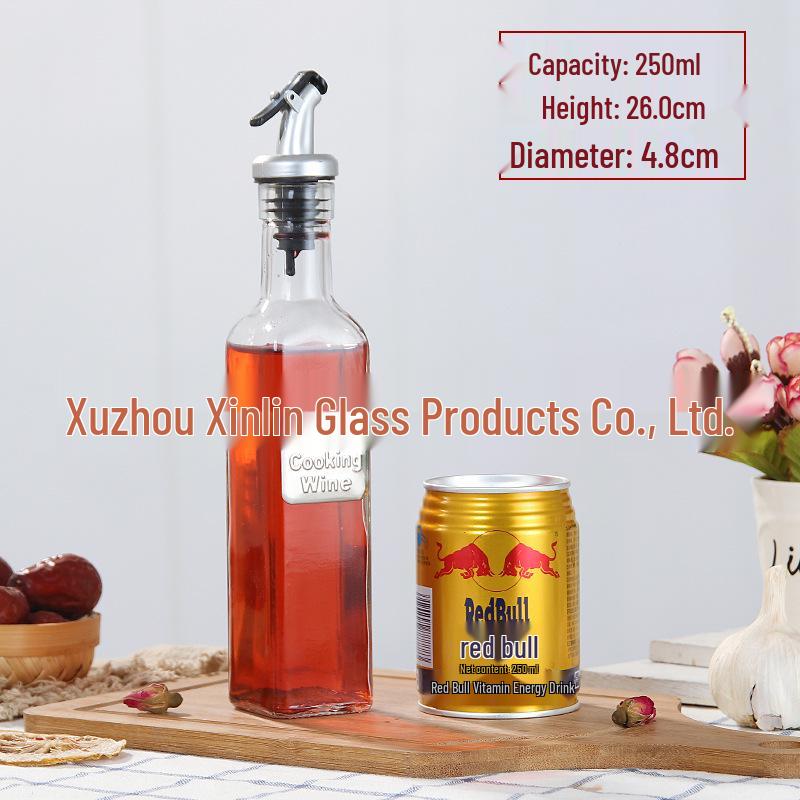 

Прозрачная стеклянная бутылка для масла и приправ с крышкой из нержавеющей стали