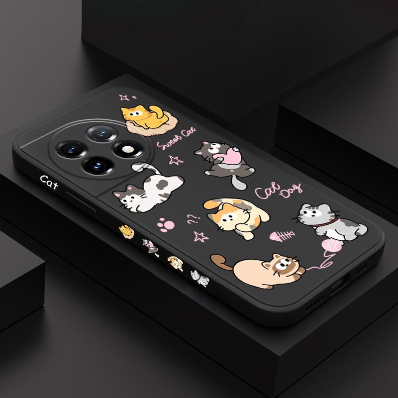 Cat String Ball Phone Case For Oneplus 12 12R 11 11R 10 10R 10T 9R 9RT 9 8T 8 7 7T Pro 5G Liquid Silicone Cover
