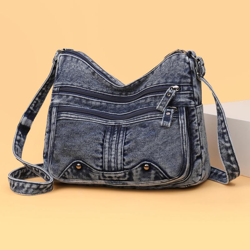 

Повседневная джинсовая сумка кроссбоди, Ретро женская сумка на одно плечо, Маленький рюкзак синий
