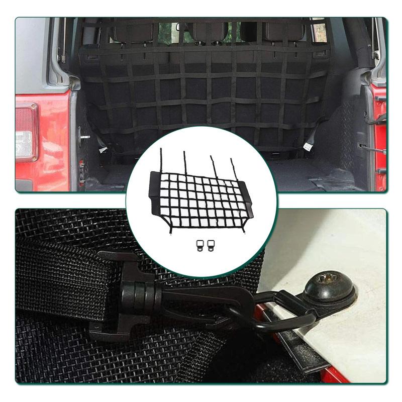 Car Rear Trunk Organizer Isolation Cargo Net Trunk Safety Mesh For Jeep Wrangler JK JL Gladiator JT 2007 2008 2009 2010-2024