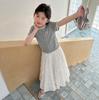 Girls' Korean Style Summer Two-Piece: Short Sleeve T-shirt & Bow Skirt