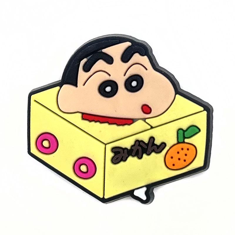 Crayon Shin-chan Funny Hole Shoe Buckles: Soft Rubber Shoe Accessories with Floral Design