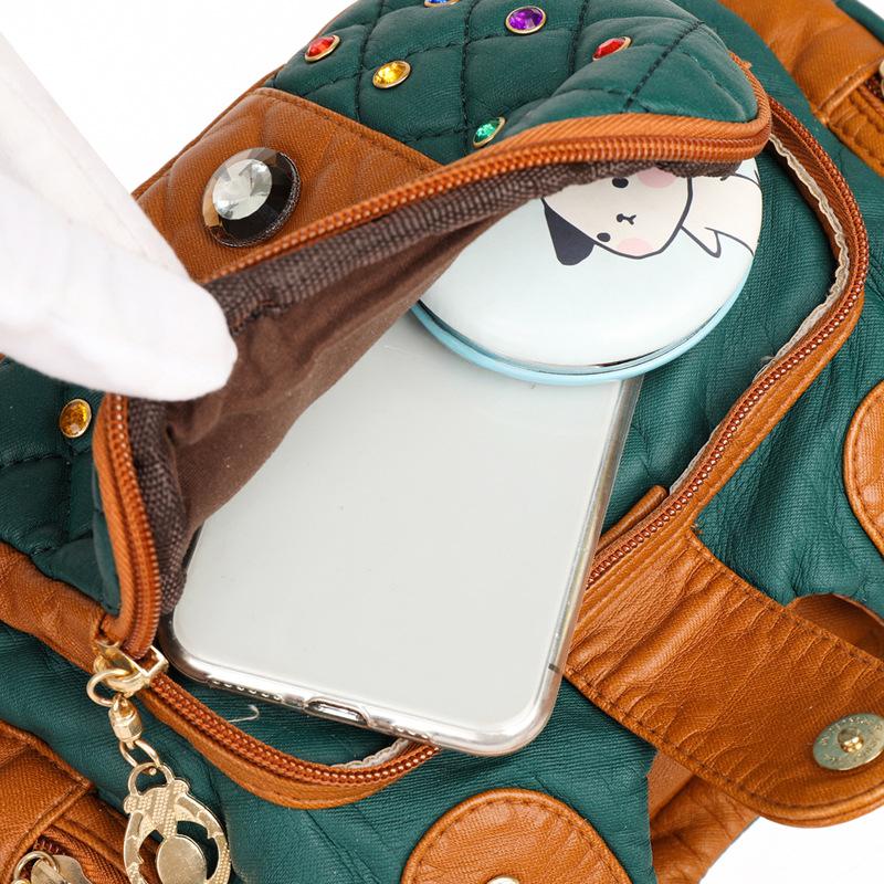 European and American Trendy Women's Shoulder Bags  Fashionable Color Diamond Contrasting Colors for Women Underarm Bags Big Rhinestones for Women