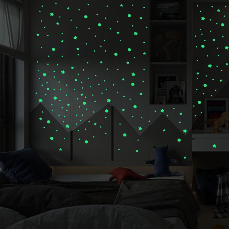 202 Pcs/Set 3D Bubble Stars Dots Luminous Wall Stickers Kids Room Home Decoration Decals Glow In The Dark Bedroom DIY Wallpaper