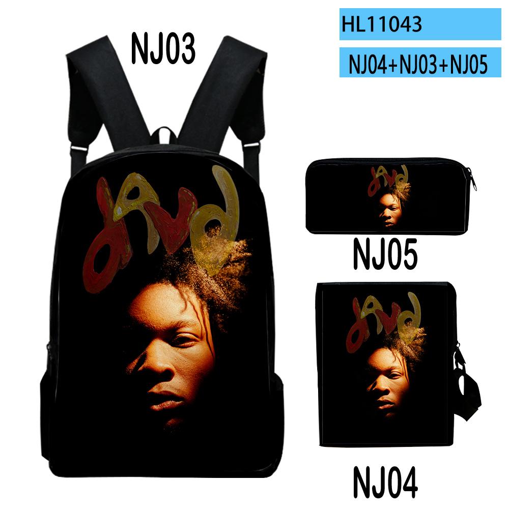 Classic Popular Young Singer D4vd 3D Print 3pcs/Set pupil School Bags Laptop Daypack Backpack Inclined shoulder bag Pencil Case
