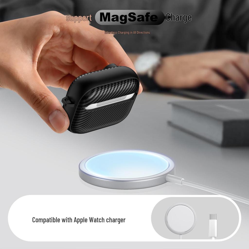 Schutzhülle aus Kohlefaser mit Schnalle für Apple AirPods 1/2 und Kopfhörer 2. Generation