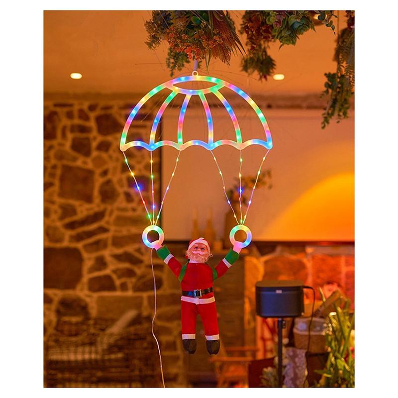 Santa Parachute Remote Control LED Decor Battery Powered For Christmas Indoor/Outdoor Applications Festivity