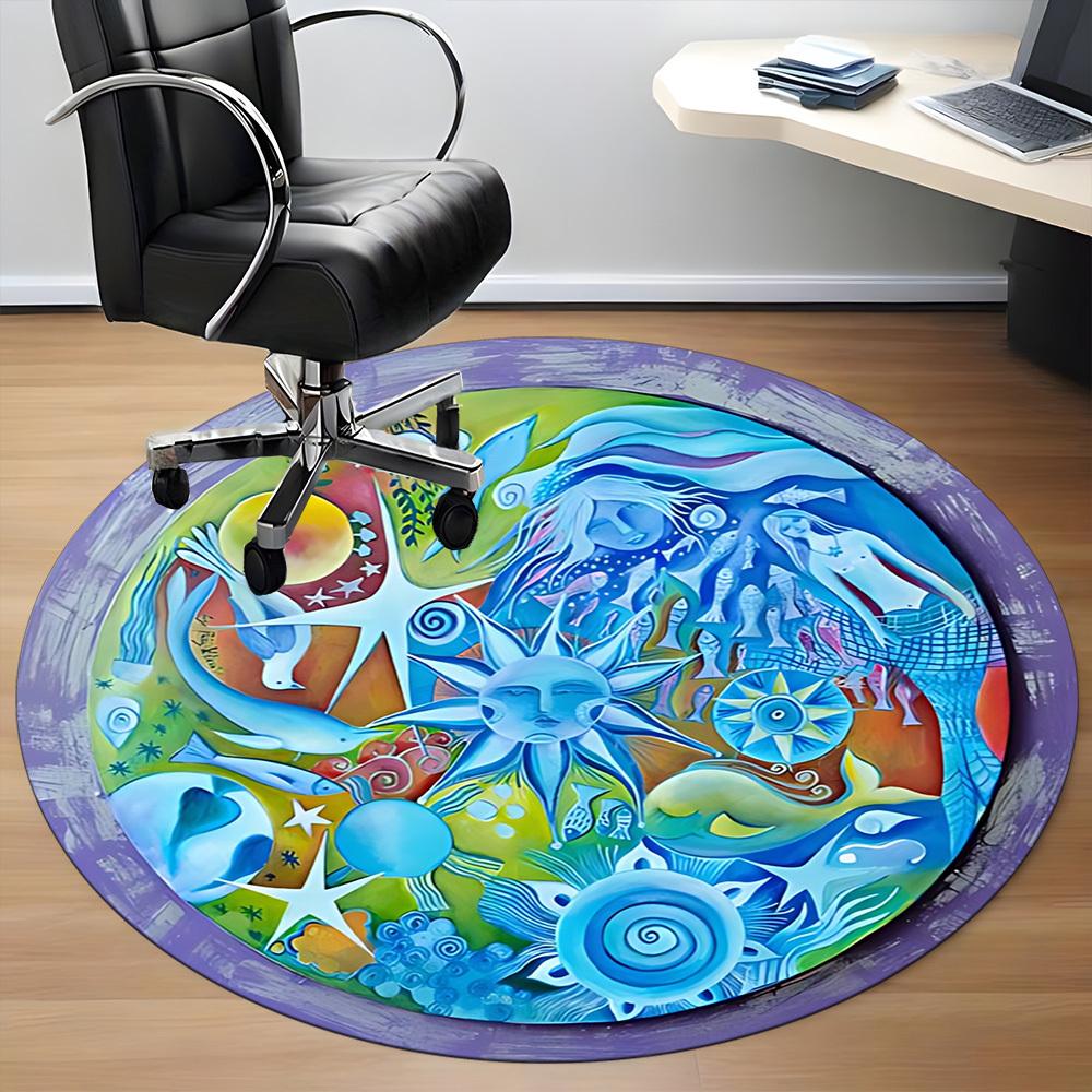1pc Oceanic Fantasy Chair Carpet for Office,  Soft and Durable Office Rug for Interior Decoration, Perfect for Office yy251227099