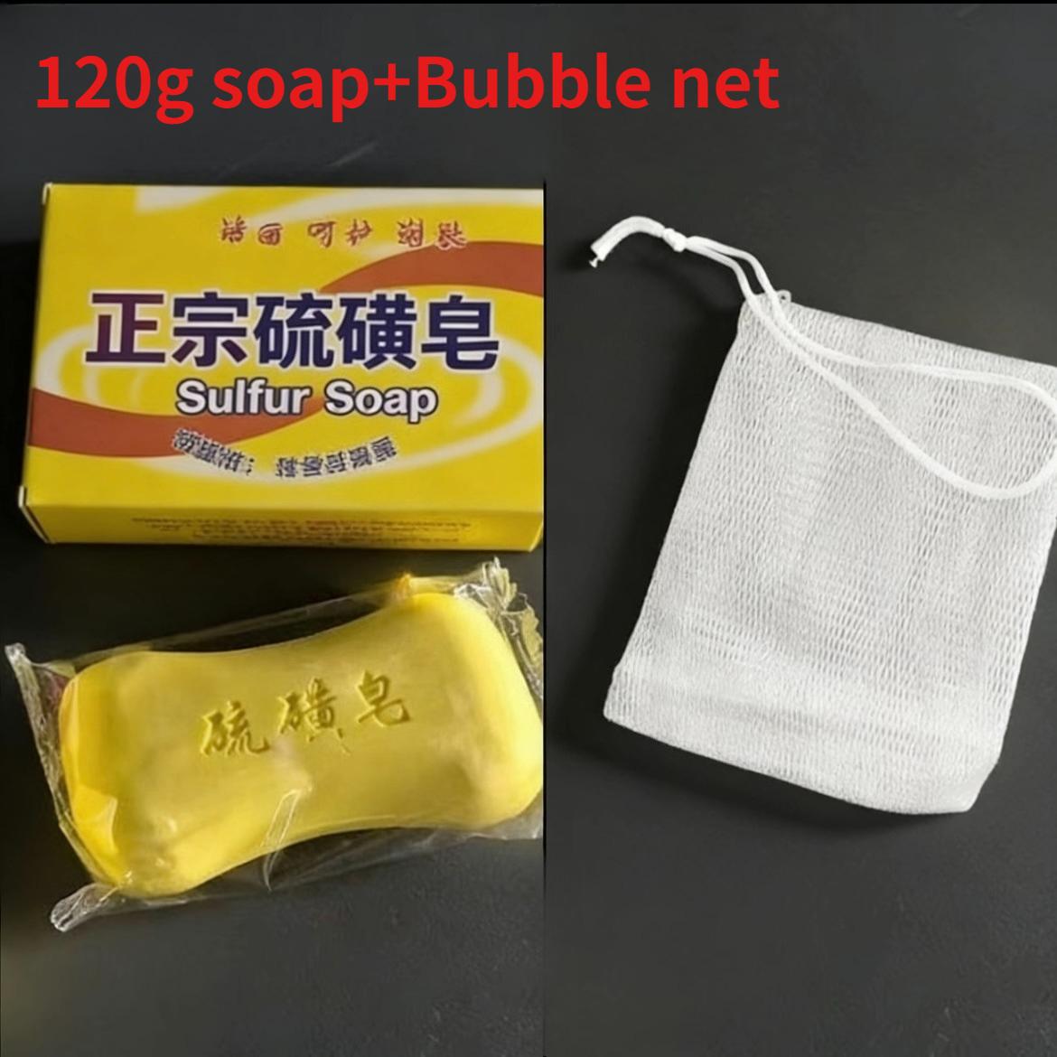 

Шан ань Сірчане мило для видалення акне Миття обличчя та волосся Мило для миття тіла та Мило для очищення всього тіла 120g soap+Bubble net