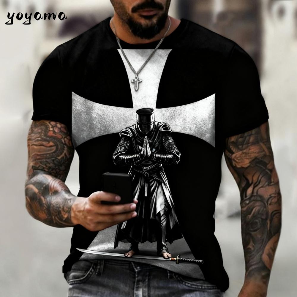 Vintage Templerritter 3D-Druck T-Shirt Kinder Sommer Kinder Kurzarm-T-Shirt Jungen und Mädchen T-Shirts Streetwear Y2k Kleidung