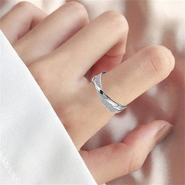2PCS Simple X-shaped Rings for Women Wedding Engagement Jewelry