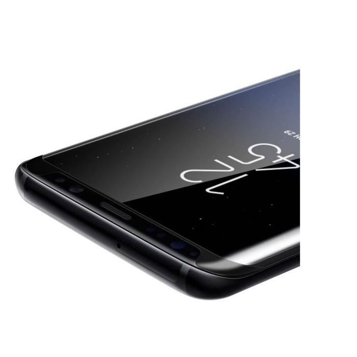 Film de protection - Phonillico® - Samsung Galaxy S8 - Verre trempé - Noir - Résistant aux rayures