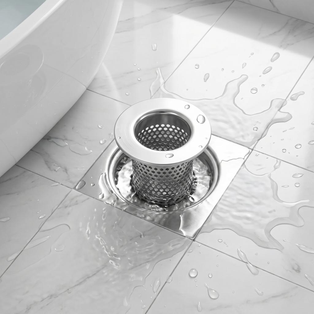 304 Stainless Steel Floor Drain Filter Strainer for Bathroom Kitchen Toilet Drainage System with Hexagonal Mesh Design and Removable Structure