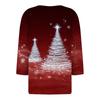 Women's Casual Fashion V-neck Loose Versatile Christmas Print Three-quarter Sleeve Top