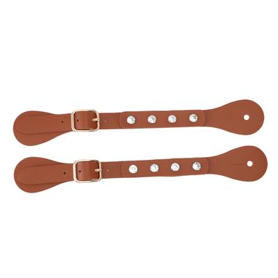1 Pair Spur Straps Adjustable Rhinestone Decorated Synthetic Leather Western Vintage Spur Boot Straps for Boots