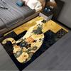 Luxury Crystal Velvet Mat Soft Non Slip Floor Mat Dark Floral Cat Pattern Navy Blue Golden Black Beige Machine Washable Living