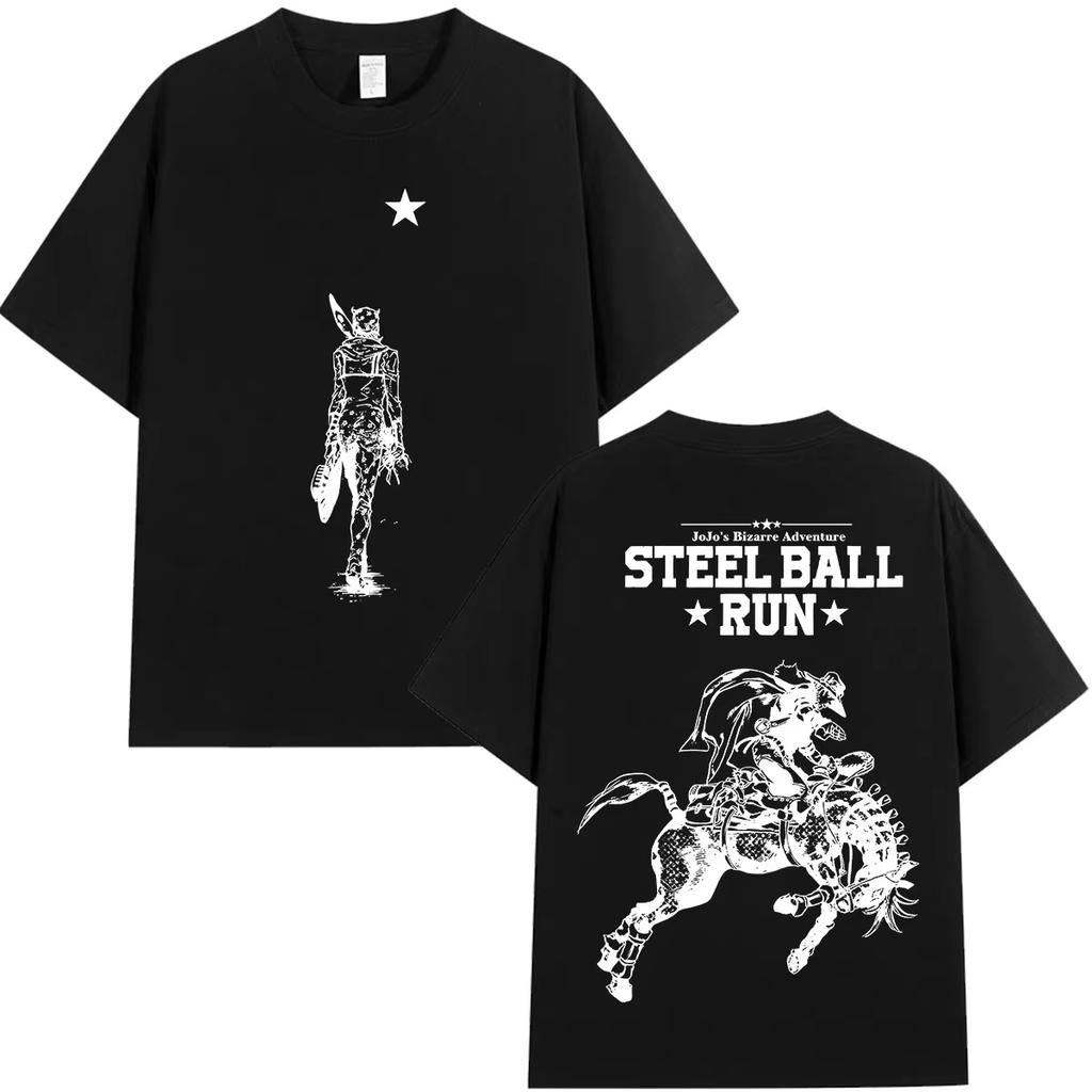 Hot Sale Anime JoJo Bizarre Adventure STEEL BALL RUN Johnny Joestar T-shirt Men Women Graphic Oversized T Shirt Breathable Streetwear Casual Tees