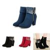 Damenmode Strass Klobige Reißverschluss Lederstiefel Mit Zeitlosem Design-Appeal