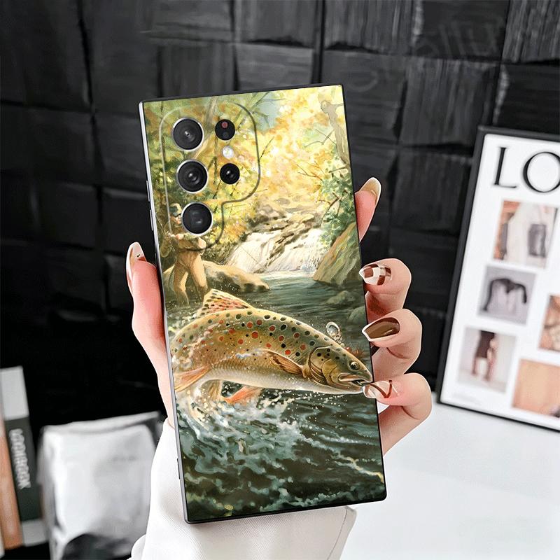 Carp Fish Fishing Rod Soft Phone Case for Samsung Galaxy S26 S25 Edge S24 Ultra S23 Plus S22 S21 FE S20 Black Cover Back Shell