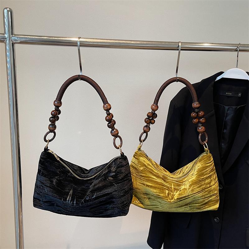 Chinese Style Beaded Shoulder Bag - Luxury Retro Underarm Bag for Women, Perfect for Dating & Commuting