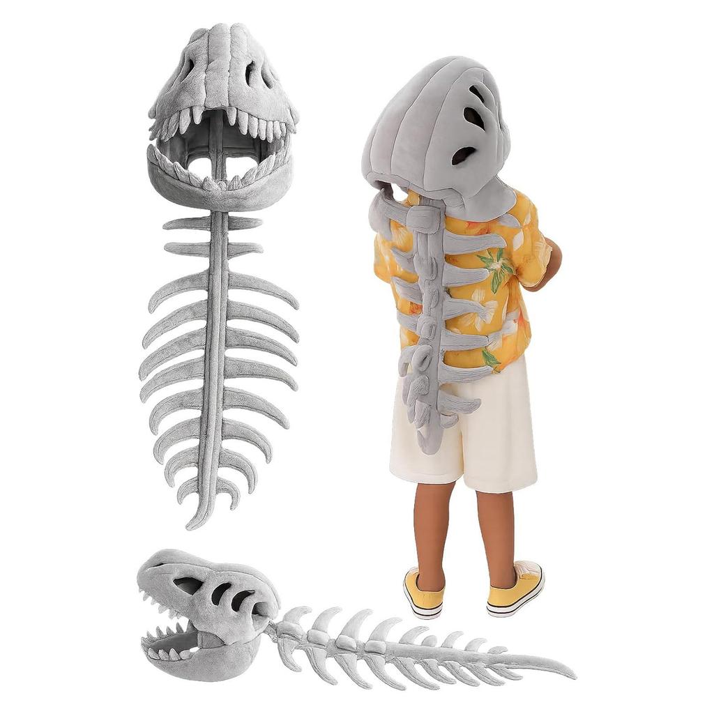 Costume da Dinosauro-Design Scheletro 3D Peluche Realistico Dino Outfit, Nuovo Set Costume da Dinosauro Scheletro Divertente di Natale 2025 (45,2 pollici)