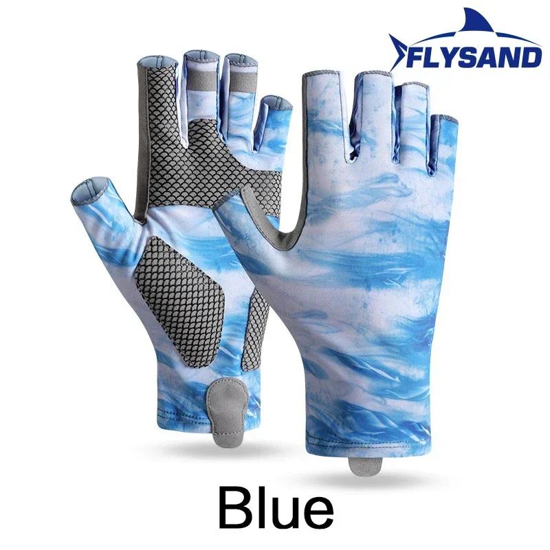 

Mens Fishing Gloves Sun Protection Anti-Slip Durable Breathable Camouflage Half Finger Gloves for Outdoor Fishing XL синій