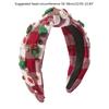 Christmas Theme Headband for Women Girl Non-Slip Knot Turban Headband Makeup Hairhoop Rhinestone Charm Plaids Hair Hoop