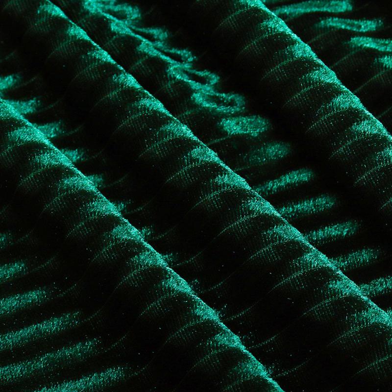 GMXIA Big Size Women's Autumn and Winter Split Tied Pit Stripe Gold Silk Velvet Medium Long Dresses