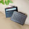 Handwoven Genuine Lamb Leather Slim Card Holder Men Women Multiple Slots ID License Cash Wallet