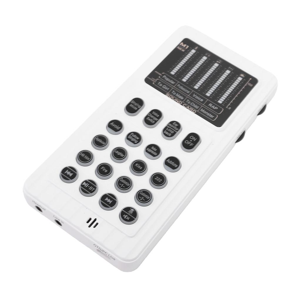 Portable Voice Changer Sound Card Handheld Live Broadcast Voice Disguiser with 8 Voice Effects for PC Phone Laptop