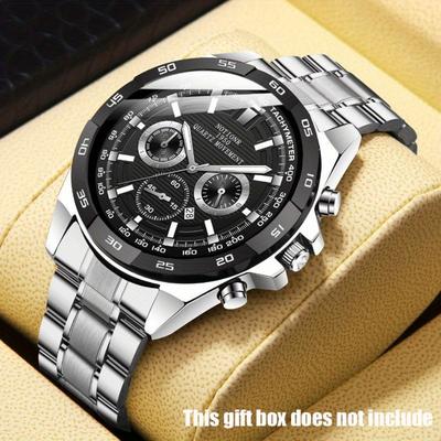 Fashion Men's Large Dial Stainless Steel Durable Quartz Wrist Watch Ideal Choice For Gifts