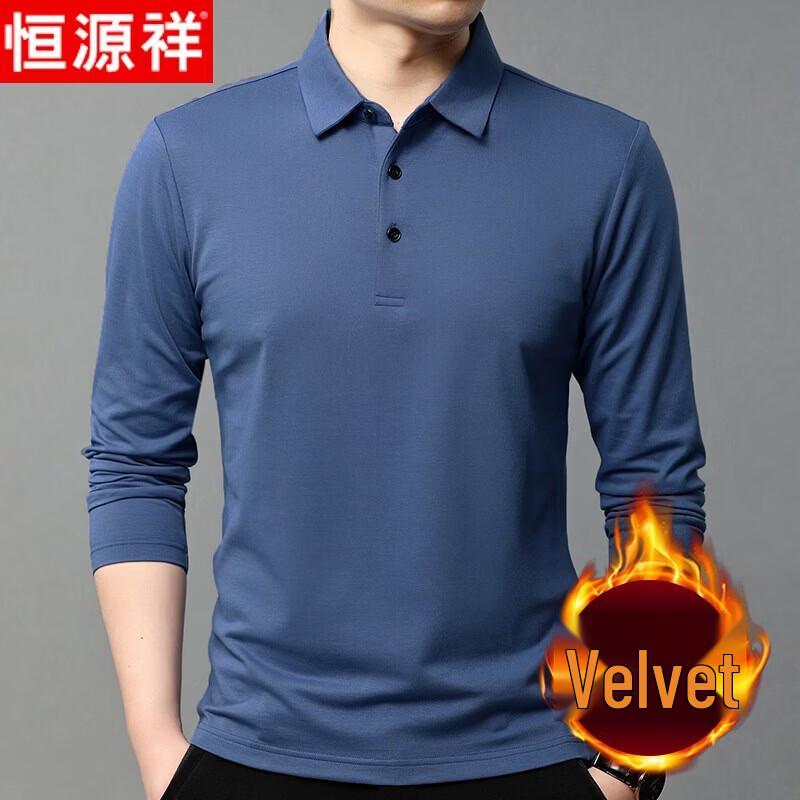 Hengyuanxiang Men s Fleece Lined Long-Sleeve Polo Shirt 48/M