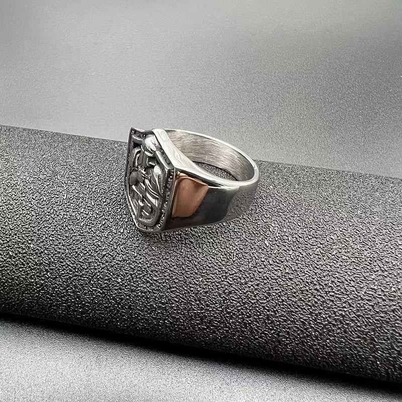 European Retro Titanium Steel Templar Knight Men's Ring