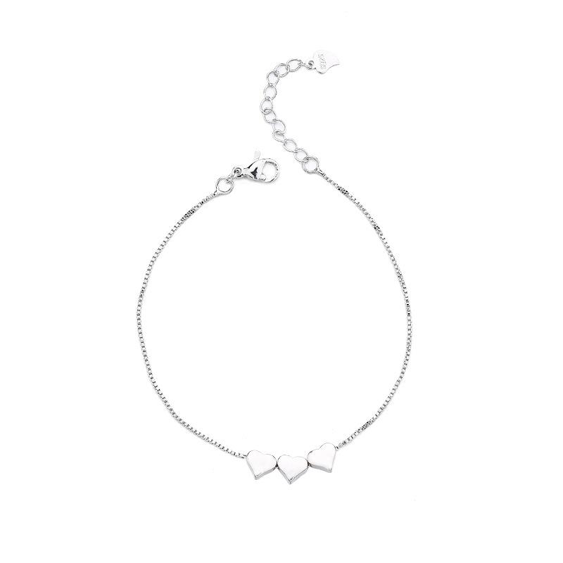 

Серебряный браслет S925 из серебра 925 пробы, комбинированный браслет с любовью, стильный дизайн, сложенный браслет с милым девчачьим сердечком silver