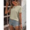 DAFIFY Women's Fashion Casual Summer Spring Solid Color Print Short Sleeve O-Neck Blouses & Shirts
