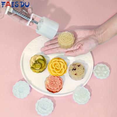 FAIS DU 5pcs Cookie Stamps Mooncake Mold Mini Hand-pressed Household Fondant Baking Mid-Autumn Festival DIY Cutter Cake Mold