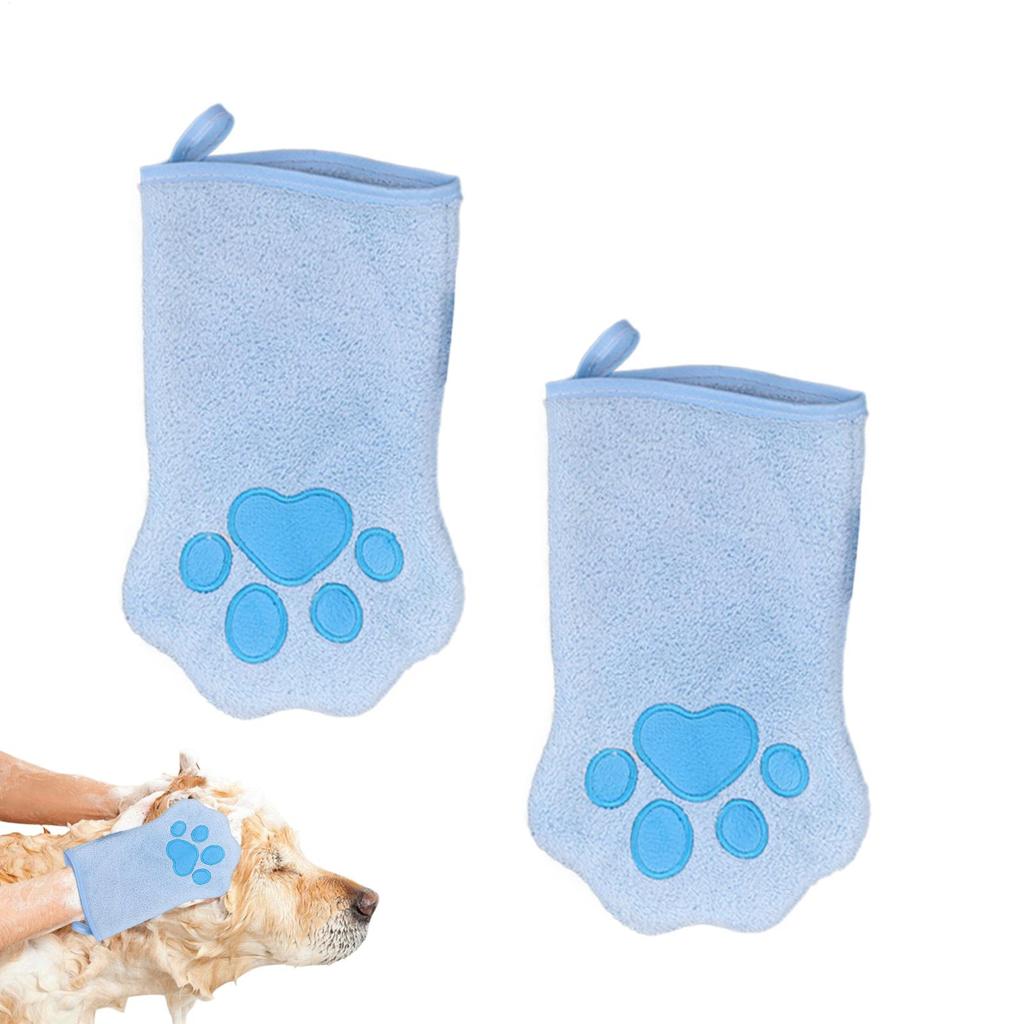 Quick Drying Dog Bath Gloves Microfiber Soft Absorbent Paw Print For Dogs Cats Bathing Drying Essential s Pet Grooming Gloves