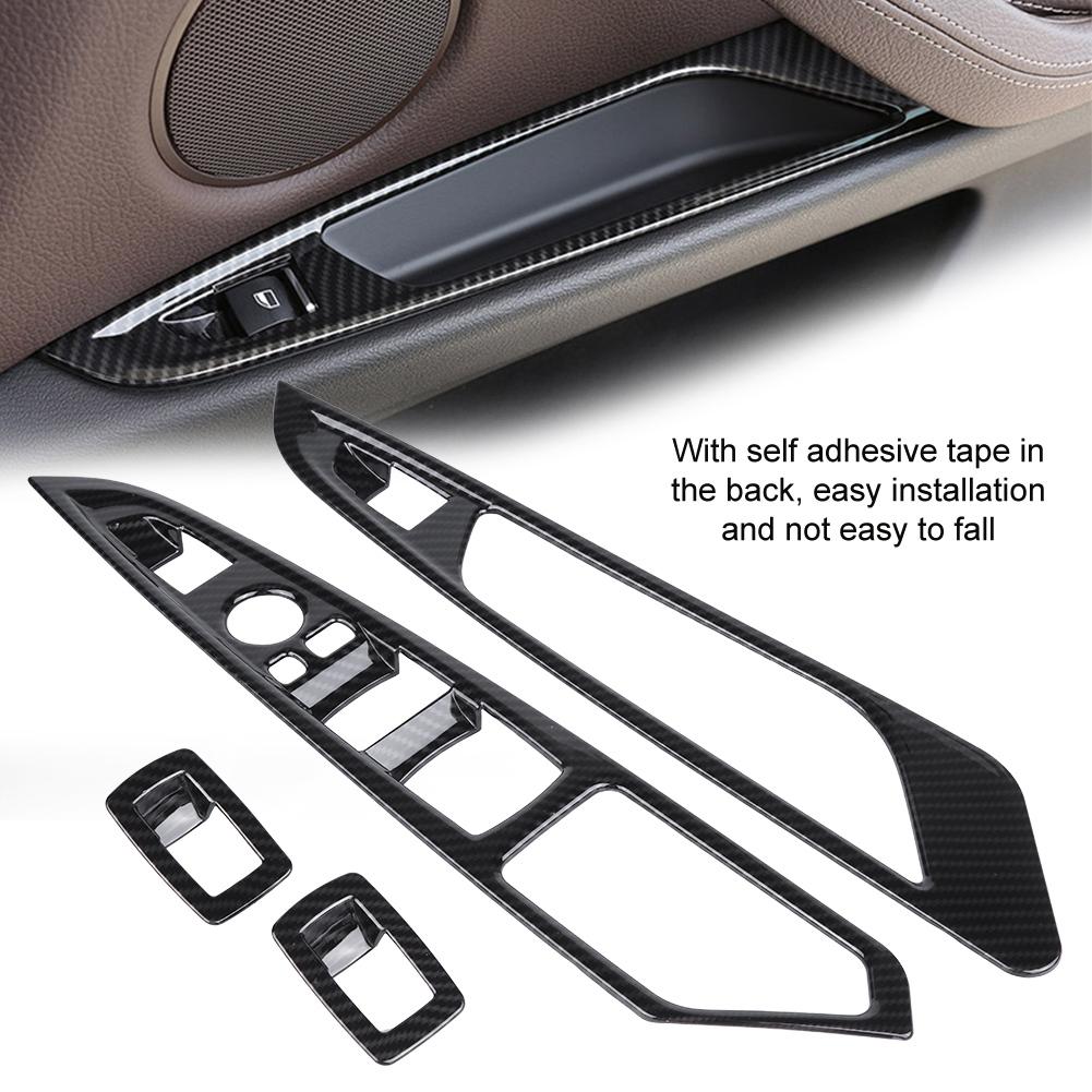 4pcs Carbon Fiber Car Window Switch Button Cover Trim for BMW X5 X6 F15 F16 14 18 Carbon Fiber