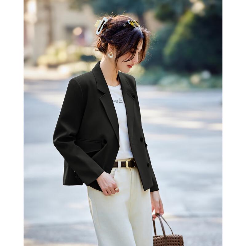 TERRE BLEUE Women's Double-Breasted Commuter Blazer