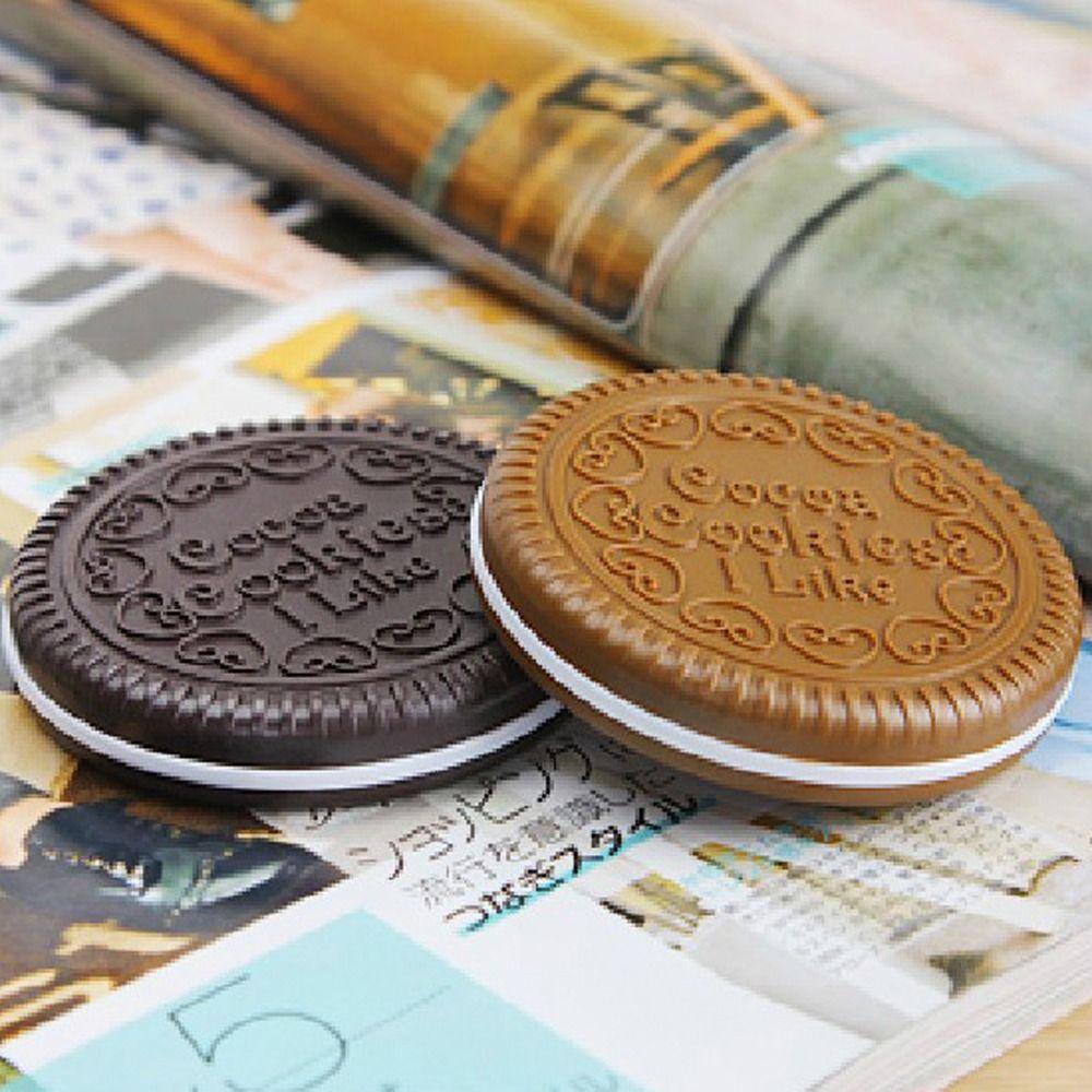 Folding Comb 2 in 1 Comb Mirror Set Mini Chocolate Cookie Shaped  Makeup Tool