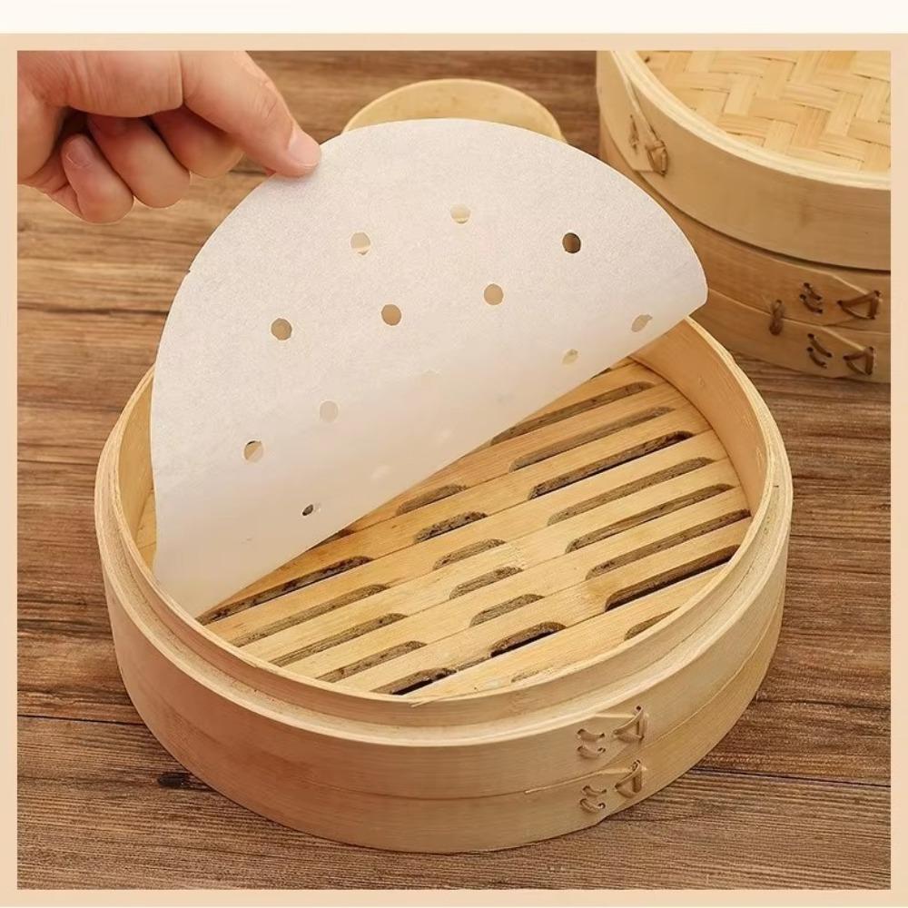 50Pcs 4/6/8/10in Bamboo Steamer Papers Restaurant Oil Paper Non-Stick Steamer Mat Cooking Tools