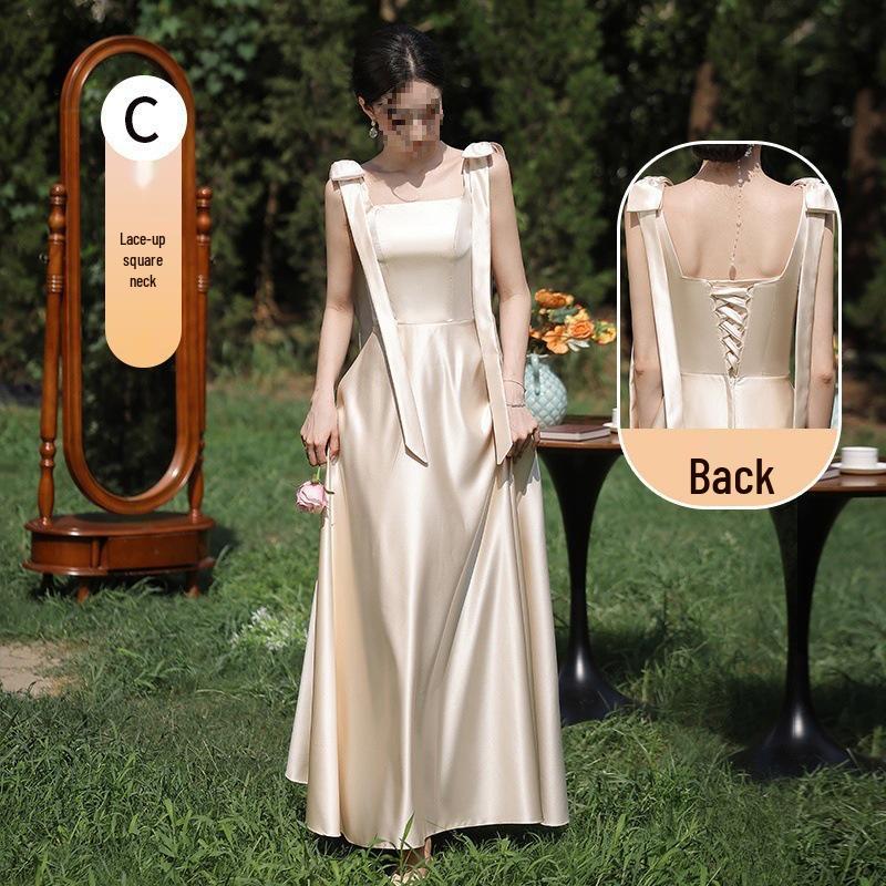 2025 Summer Satin Bridesmaid Gown - Elegant Simple Style