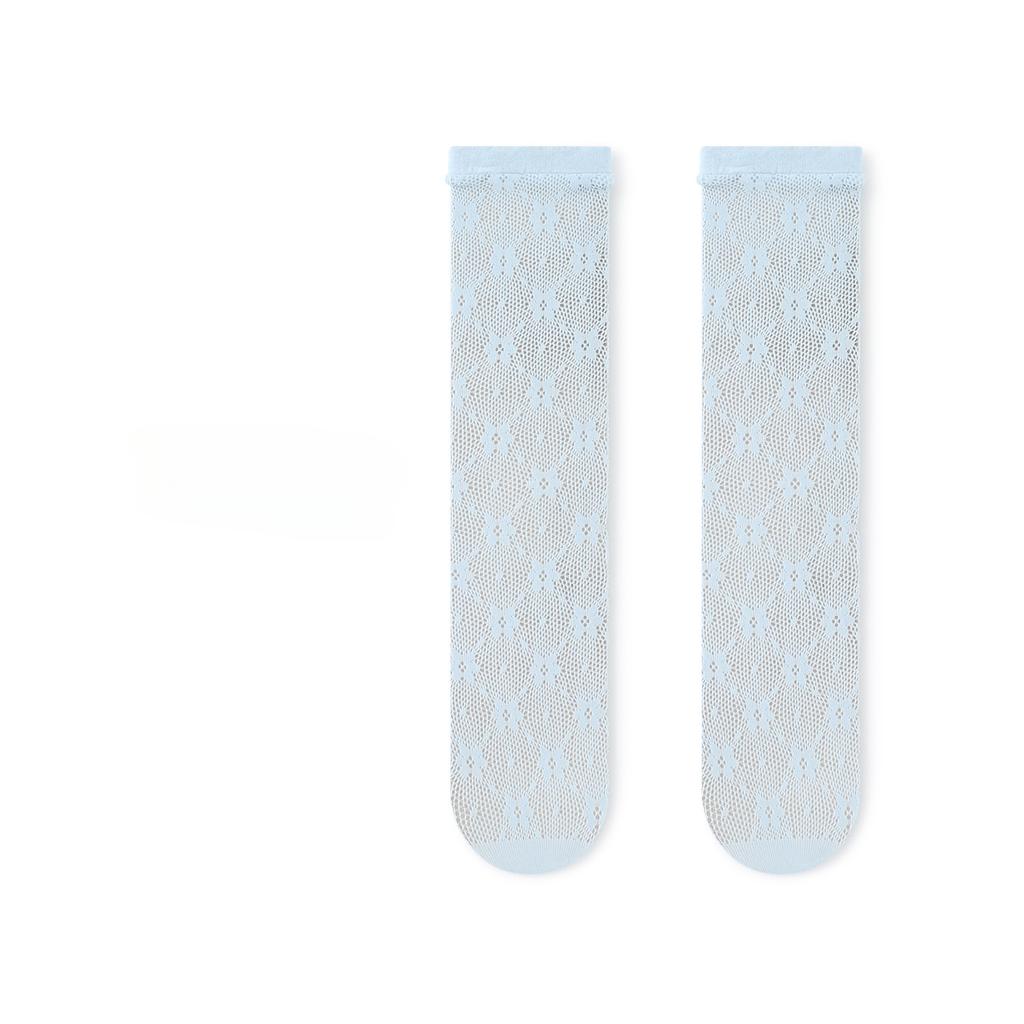 1 Pair Summer Mesh Socks for Kids Girl Solid Color Fashion Floral Children's Calf Sock Thin Breathable Elastic School Sock