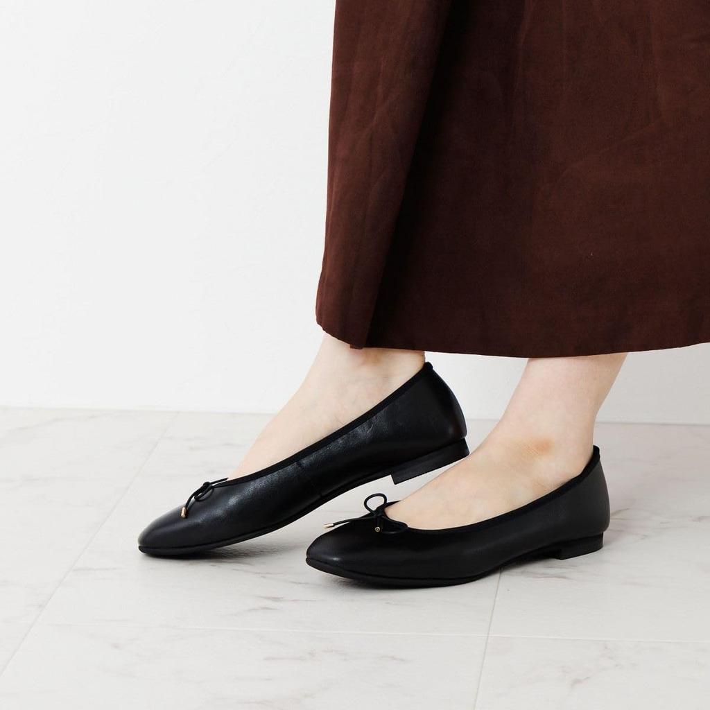 HIMIKO ballet flats, genuine leather, simple cushioned design, ballet pumps, 651307, black, size 230