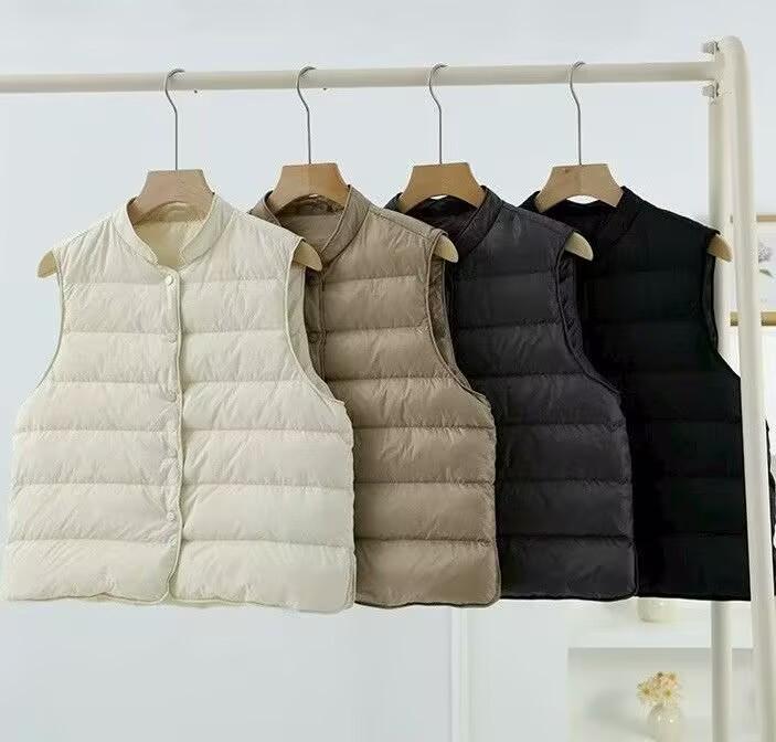 2025 Women's Lightweight Stand-Up Collar Down Vest – Trendy Autumn/Winter Sleeveless Gilet In White Duck Down