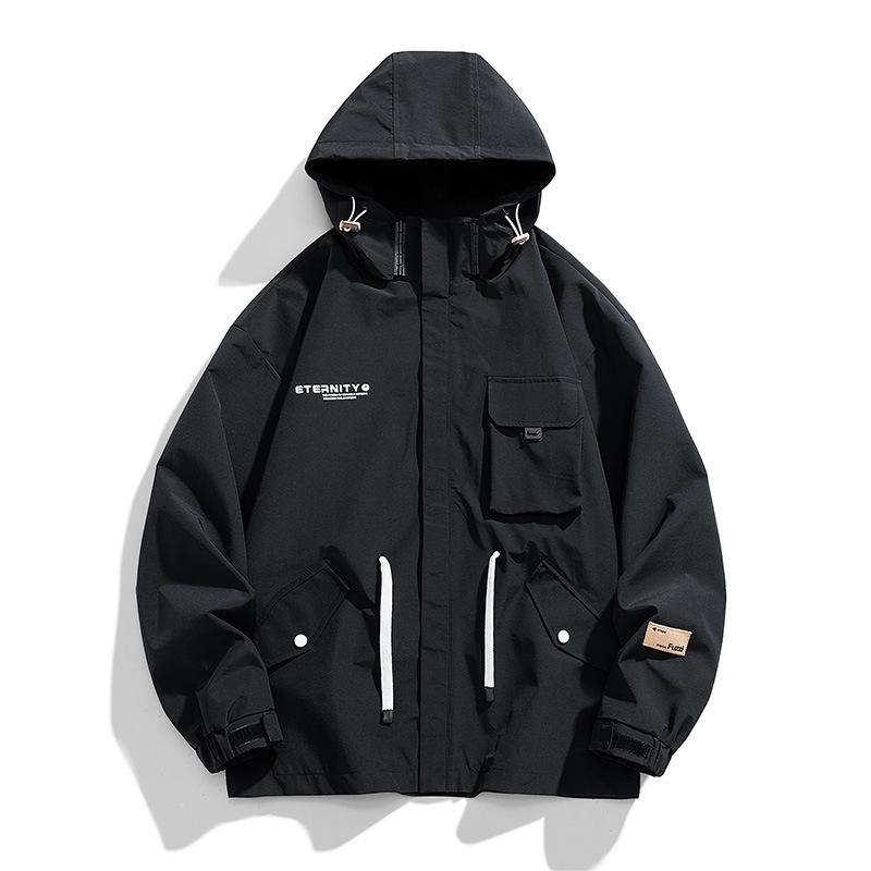 Tooling Jacket Men's Spring and Autumn New Loose Hooded Trendy Top Fat Fat Guy Large Size Coat