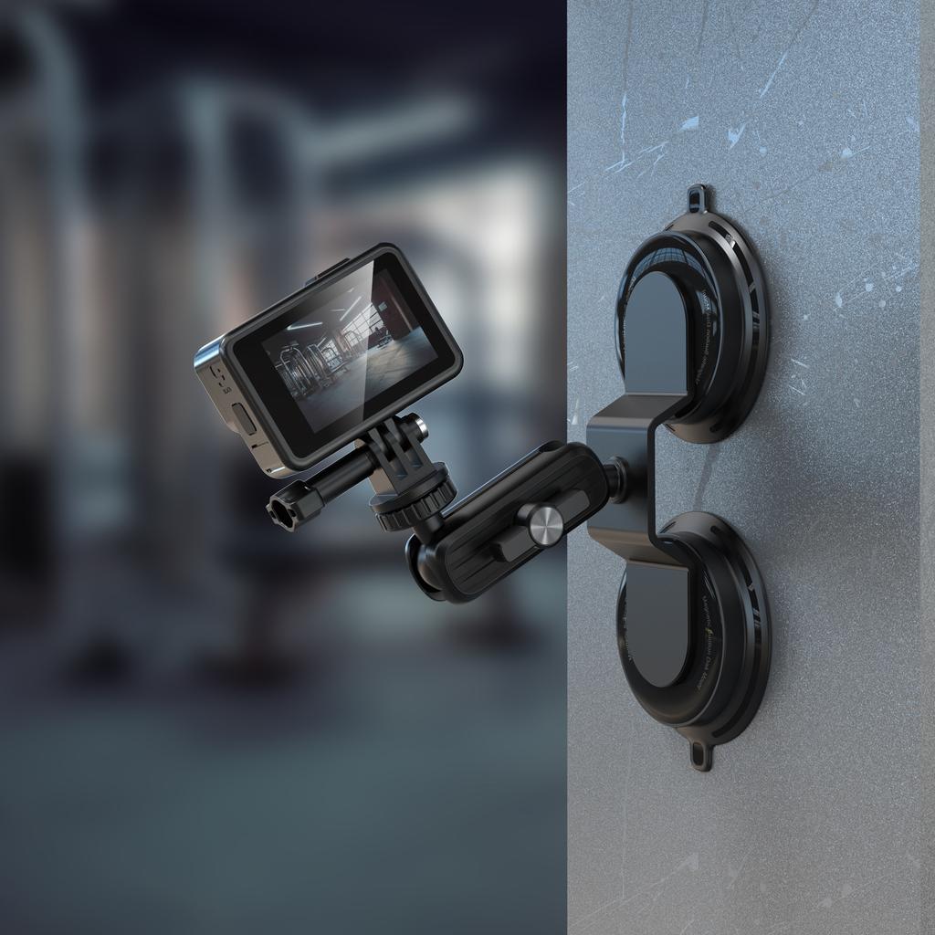 K03-2 For Insta360/GoPro Action Camera Bracket Magnetic Dual Suction Cup Rotatable Camera Stand