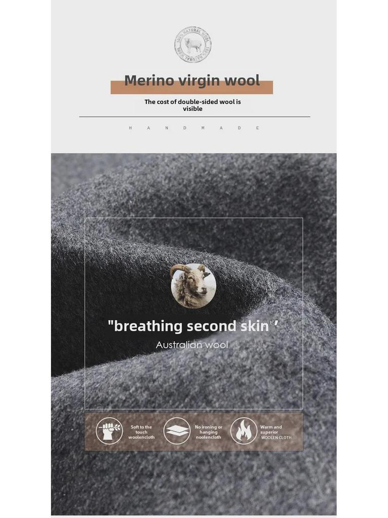 Men's Mink Fur Tunic Suit: Stand Collar, Detachable Goose Down Lining, Double-Sided Wool, Mid-Length Winter Coat